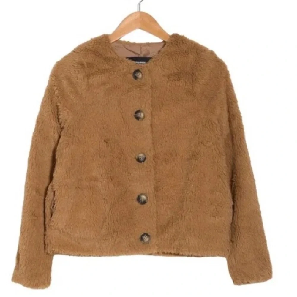 Vero Moda Cozy Amanda Short Teddy Jacket Brown Faux Shearling Women’s, Sz Medium